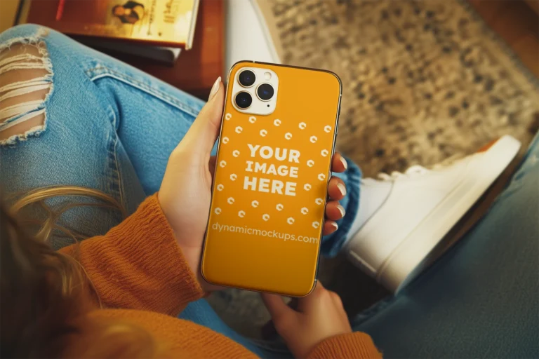 iPhone Orange Phone Case Mockup Template