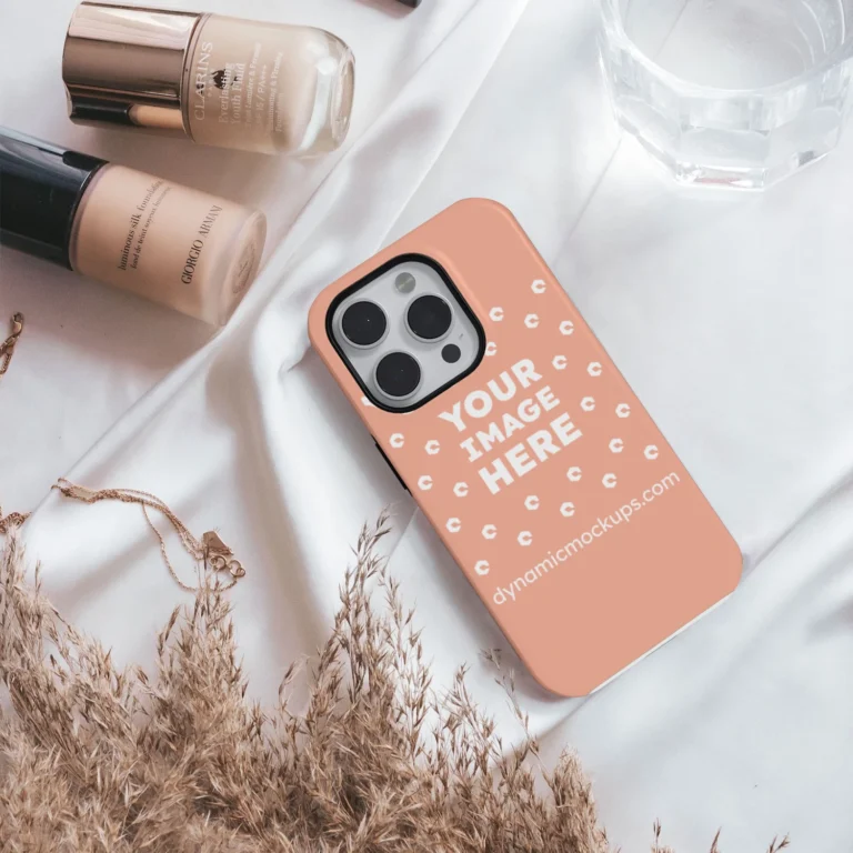 iPhone Peach Phone Case Mockup Template