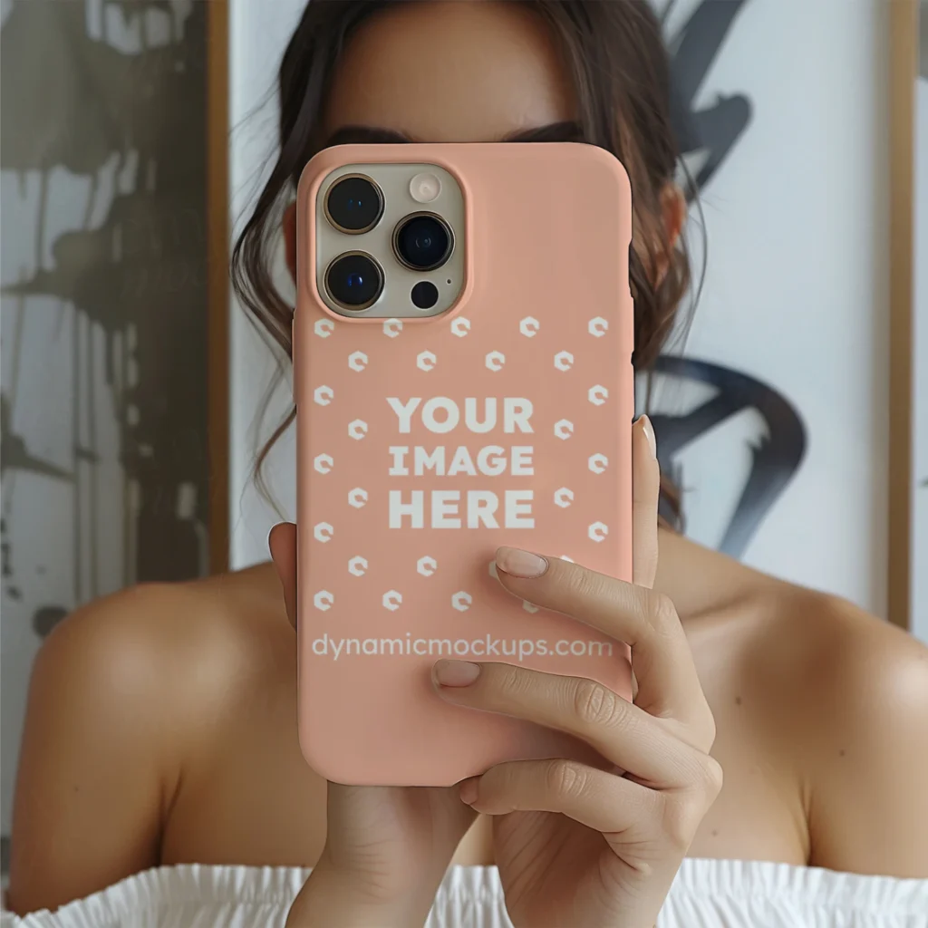 iPhone Peach Phone Case Mockup Template