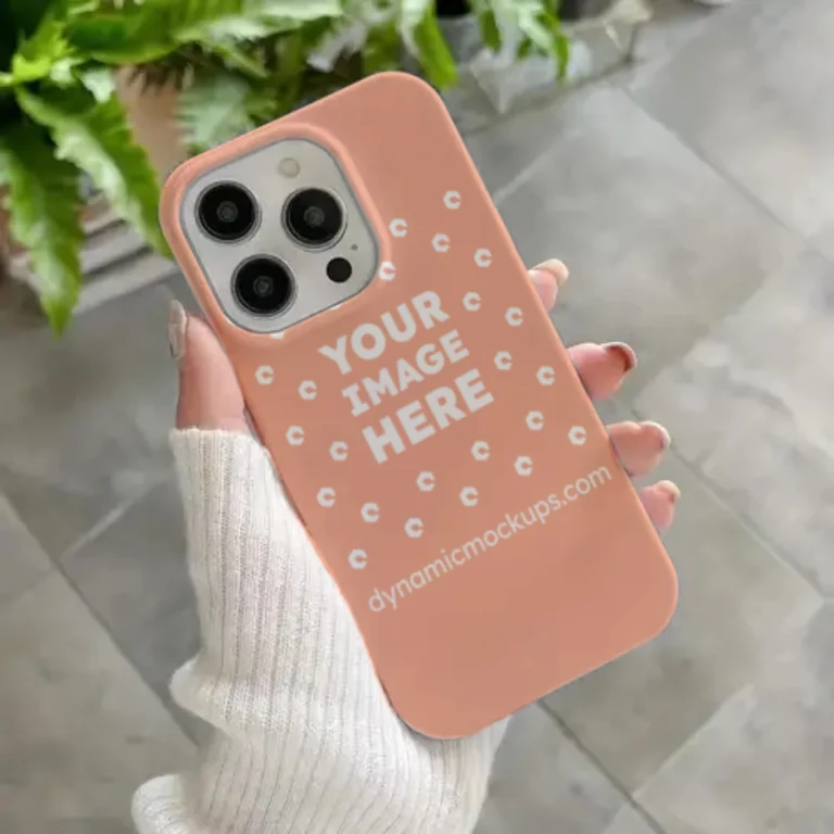 iPhone Peach Phone Case Mockup Template