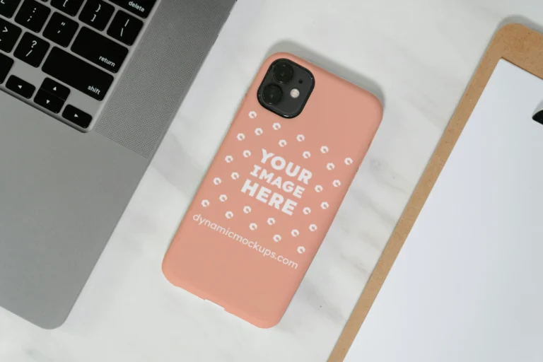 iPhone Peach Phone Case Mockup Template