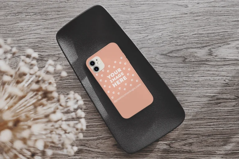 iPhone Peach Phone Case Mockup Template