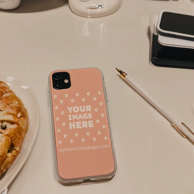 iPhone Peach Phone Case Mockup Template