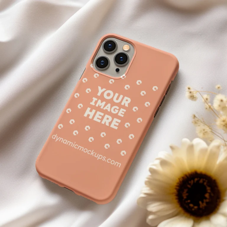iPhone Peach Phone Case Mockup Template