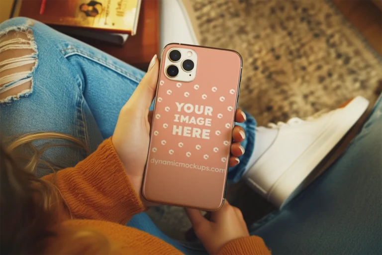 iPhone Peach Phone Case Mockup Template