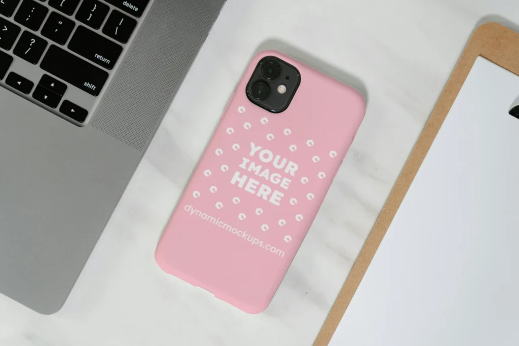 iPhone Pink Phone Case Mockup Template