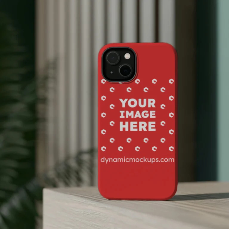 iPhone Red Phone Case Mockup Template