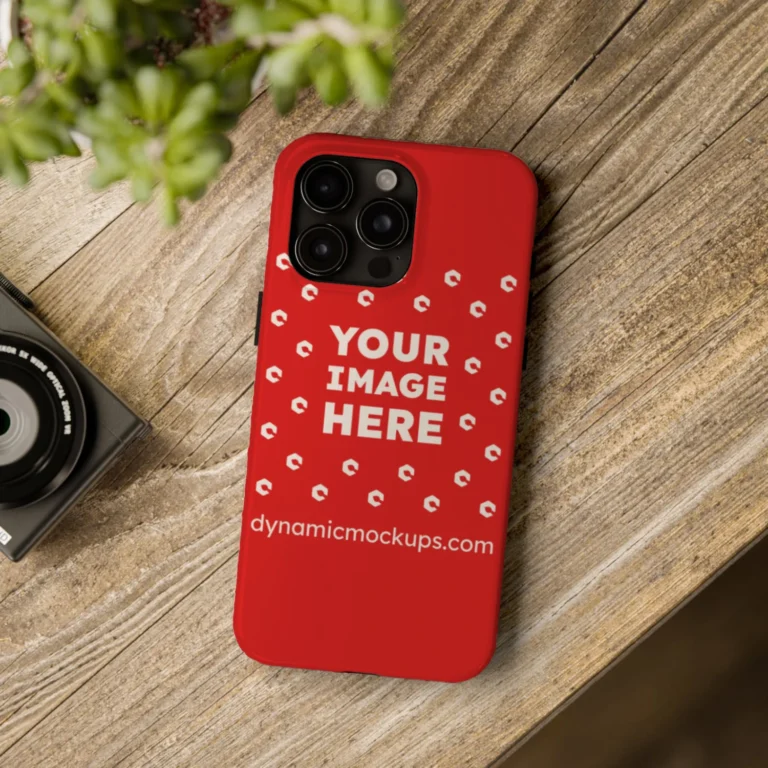 iPhone Red Phone Case Mockup Template