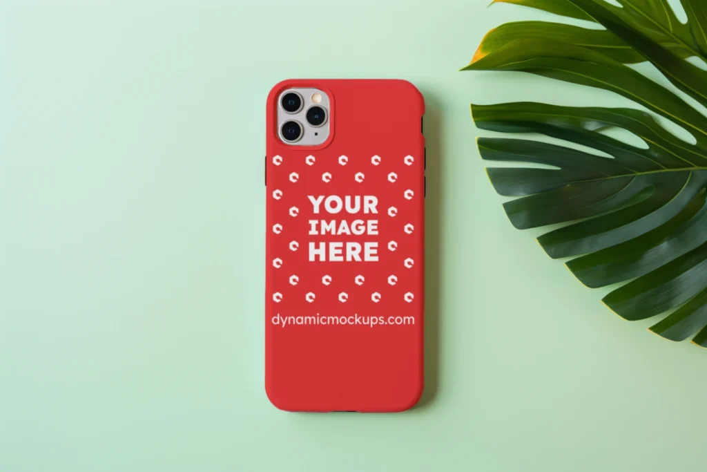 iPhone Red Phone Case Mockup Template