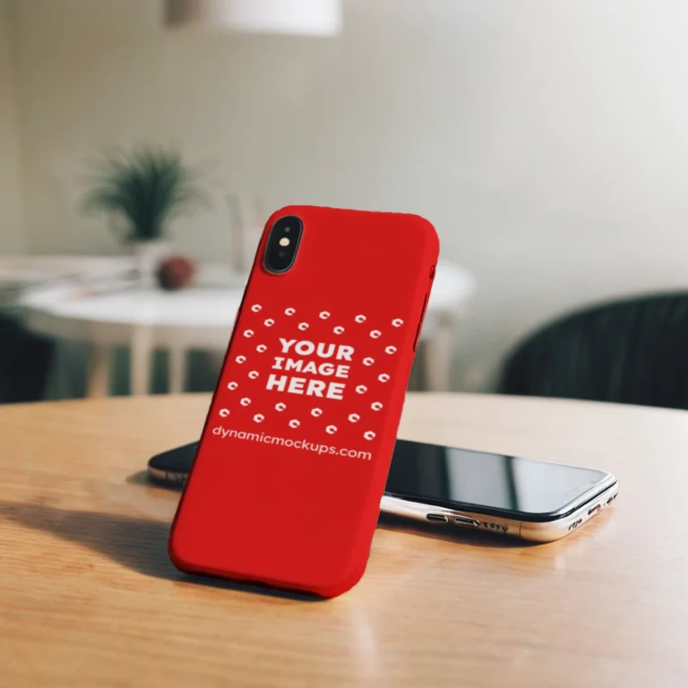 iPhone Red Phone Case Mockup Template