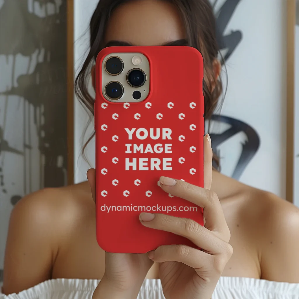 iPhone Red Phone Case Mockup Template
