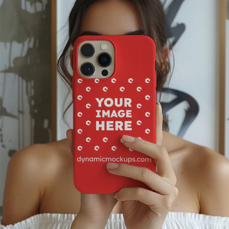 iPhone Red Phone Case Mockup Template