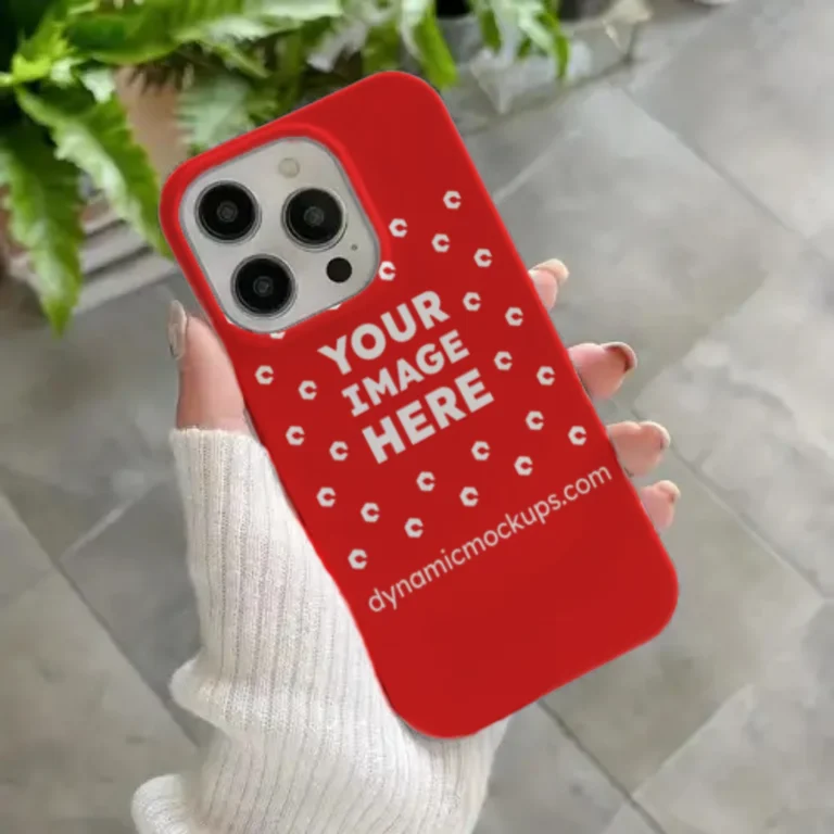 iPhone Red Phone Case Mockup Template