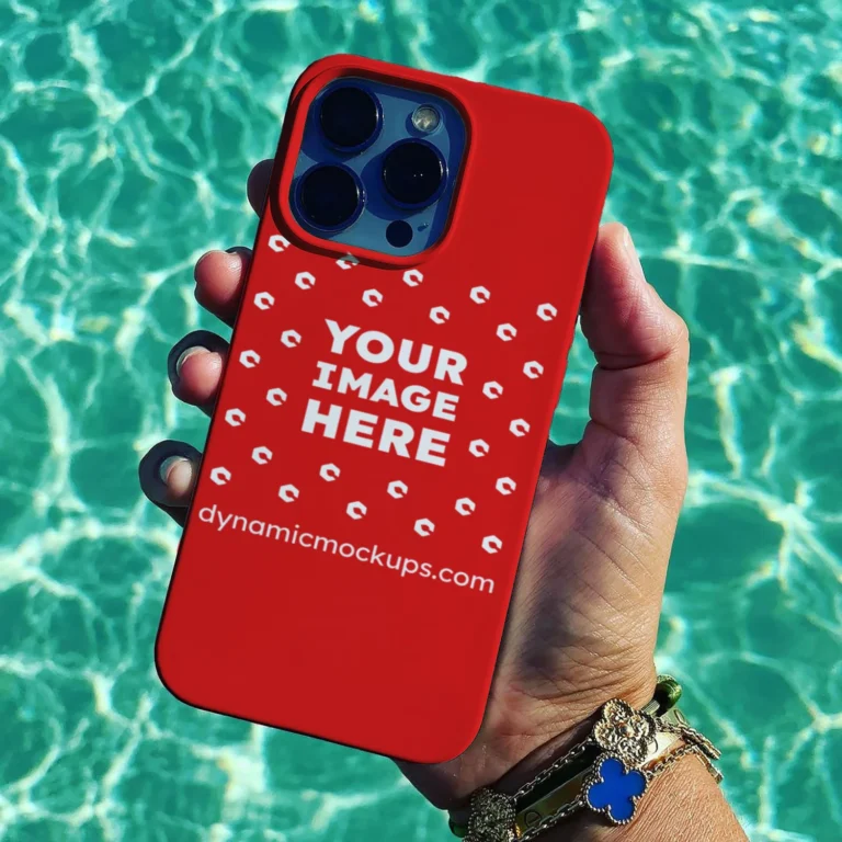 iPhone Red Phone Case Mockup Template
