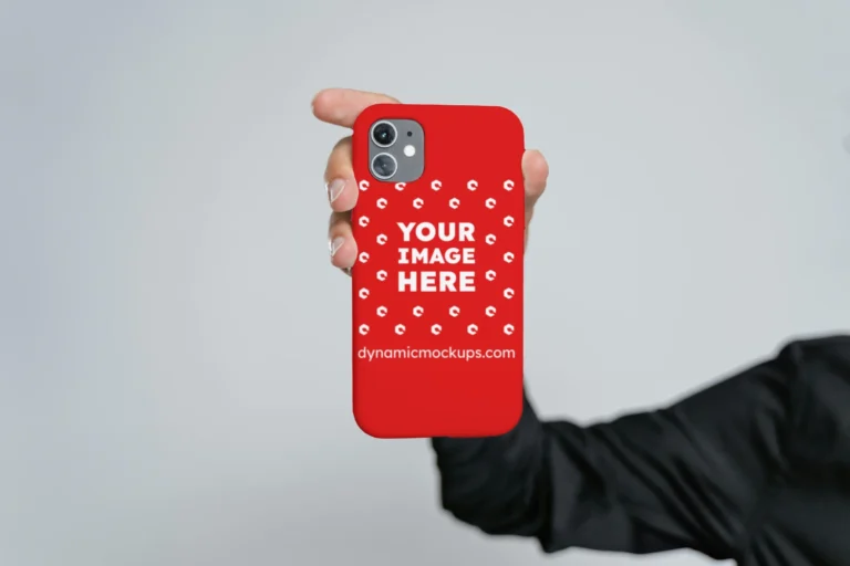 iPhone Red Phone Case Mockup Template