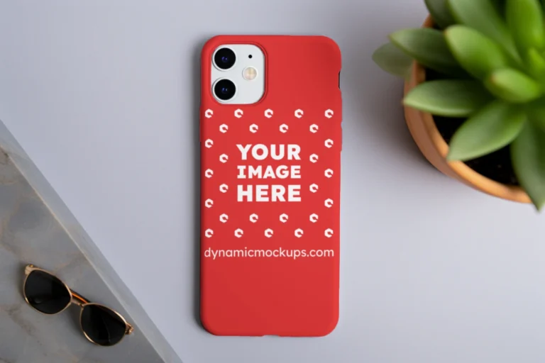 iPhone Red Phone Case Mockup Template