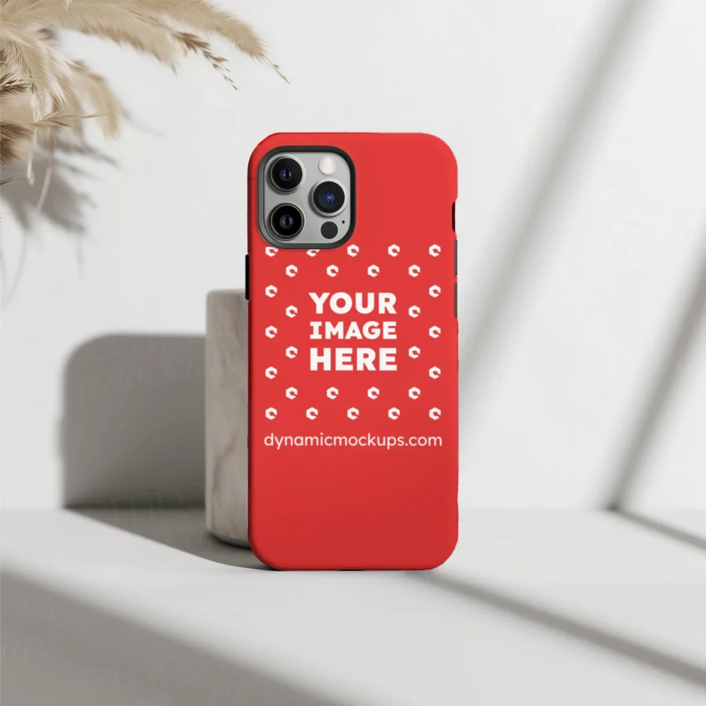 iPhone Red Phone Case Mockup Template