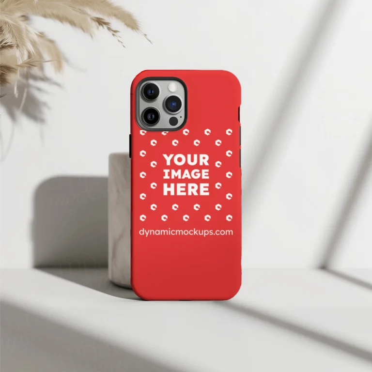 iPhone Red Phone Case Mockup Template