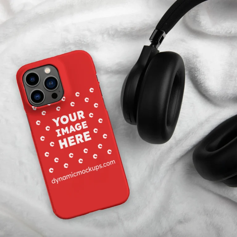 iPhone Red Phone Case Mockup Template