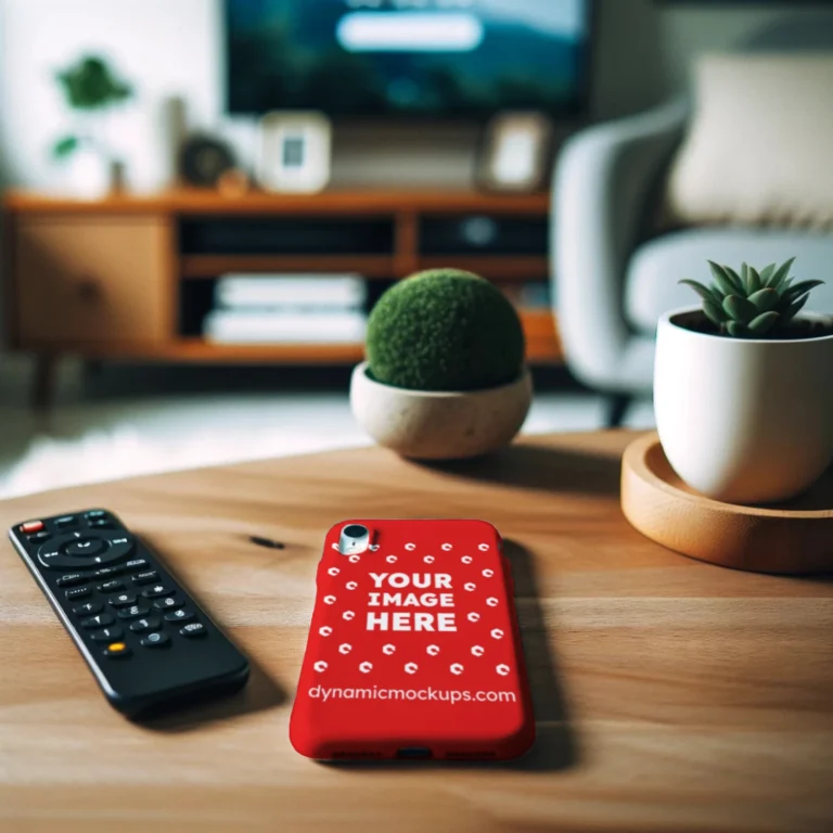 iPhone Red Phone Case Mockup Template