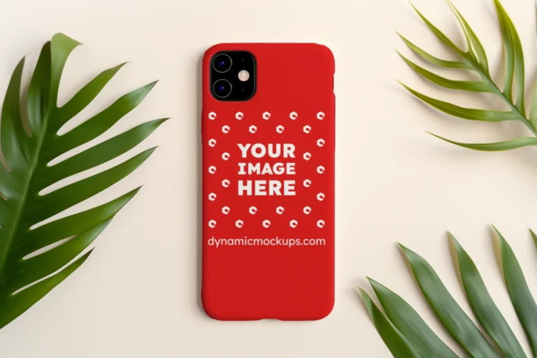 iPhone Red Phone Case Mockup Template