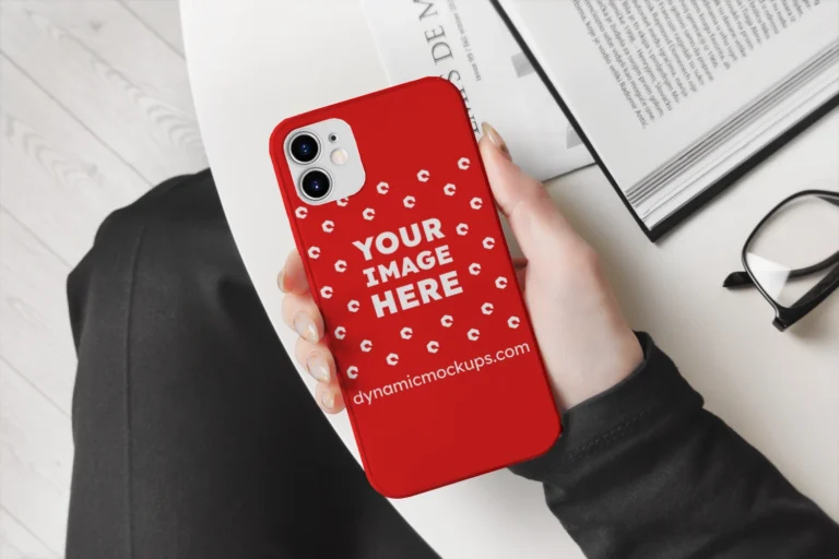 iPhone Red Phone Case Mockup Template