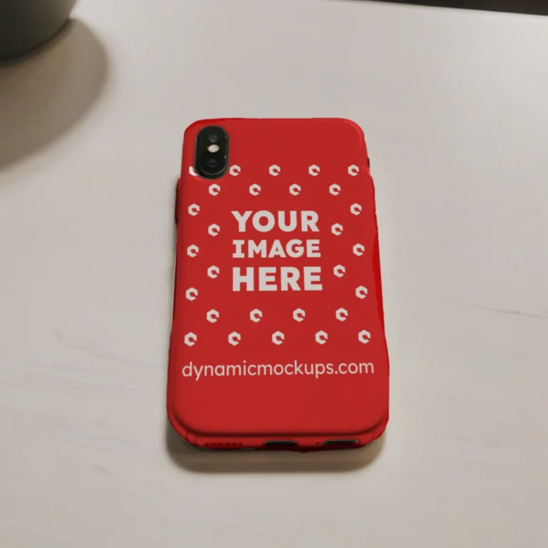 iPhone Red Phone Case Mockup Template