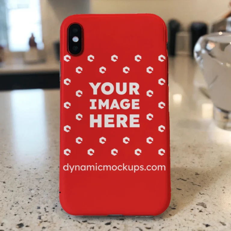 iPhone Red Phone Case Mockup Template