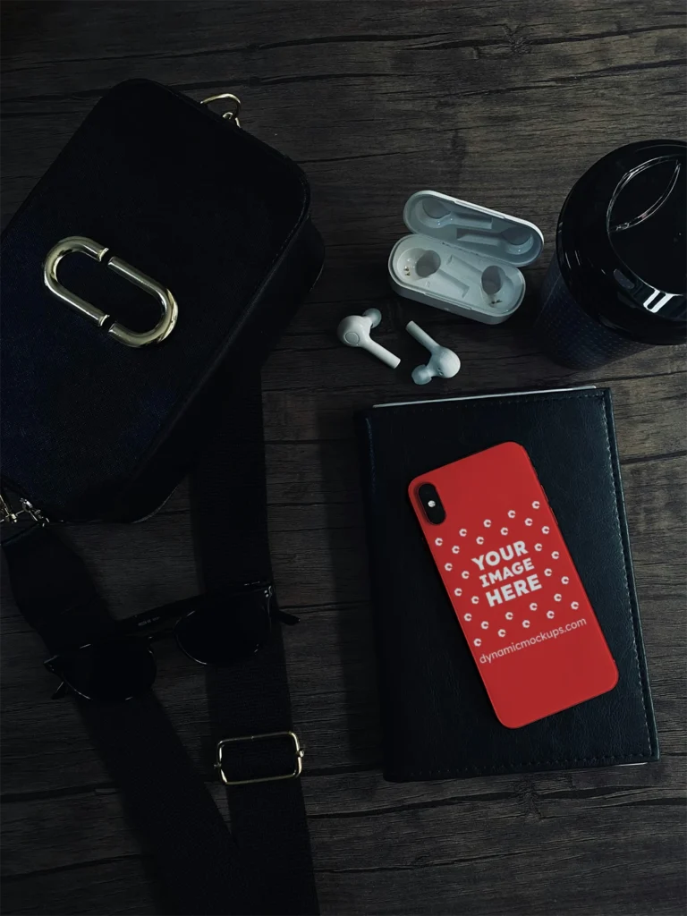iPhone Red Phone Case Mockup Template