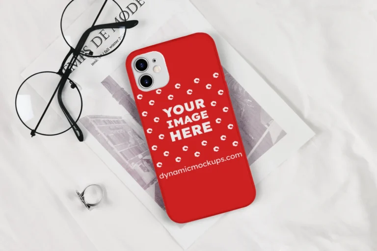 iPhone Red Phone Case Mockup Template