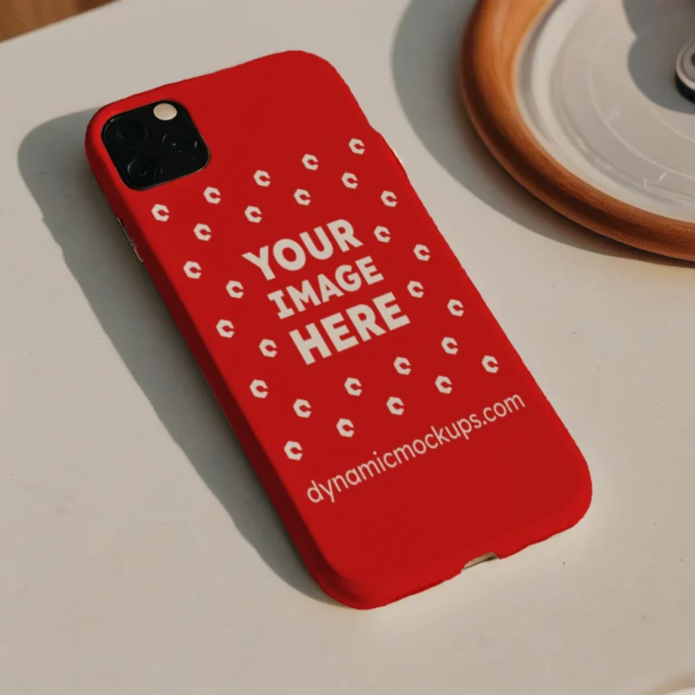iPhone Red Phone Case Mockup Template