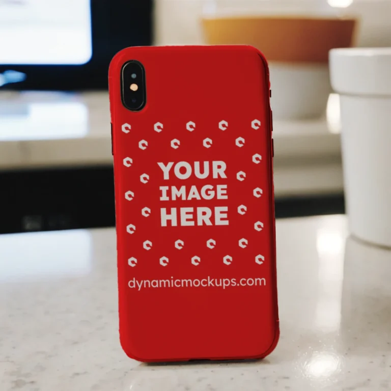 iPhone Red Phone Case Mockup Template