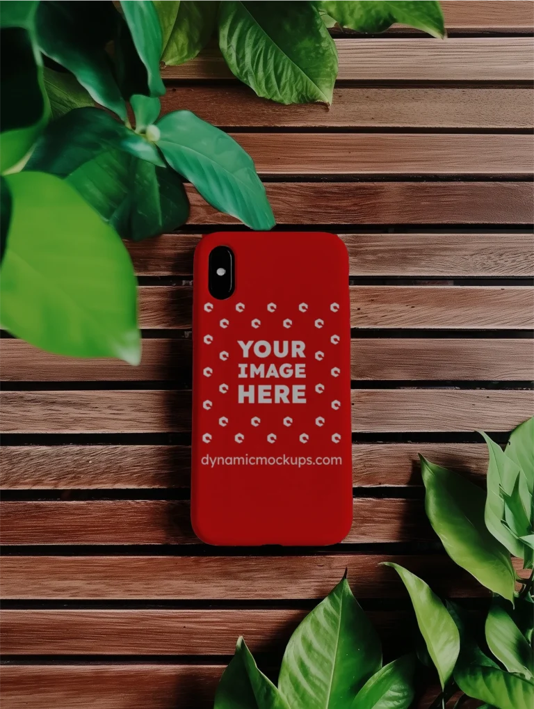 iPhone Red Phone Case Mockup Template