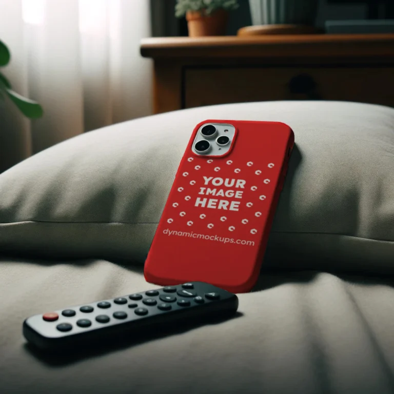iPhone Red Phone Case Mockup Template