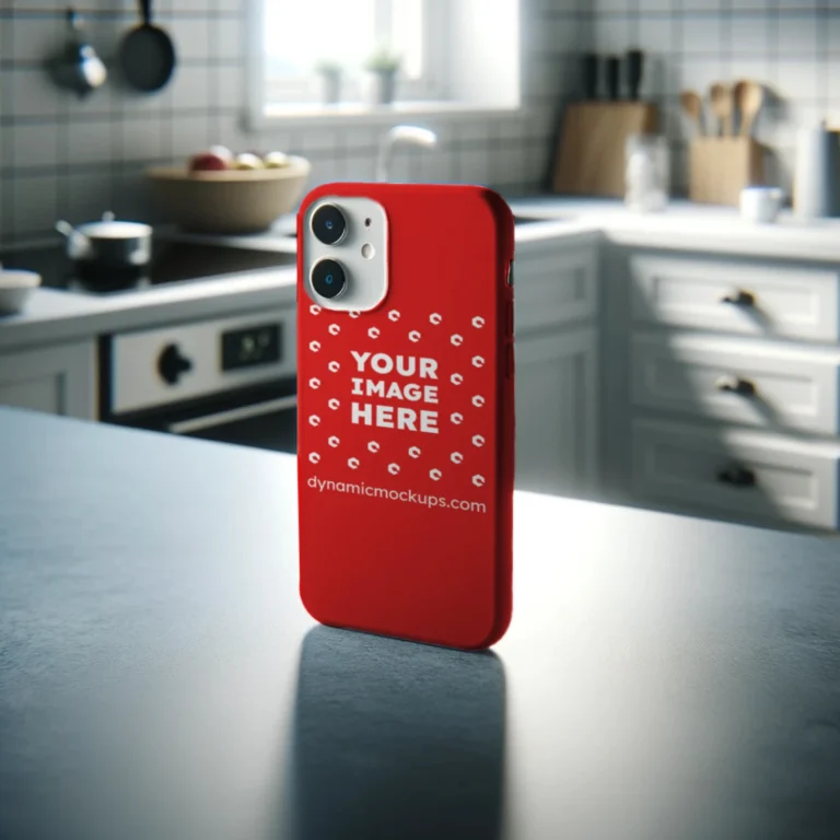 iPhone Red Phone Case Mockup Template