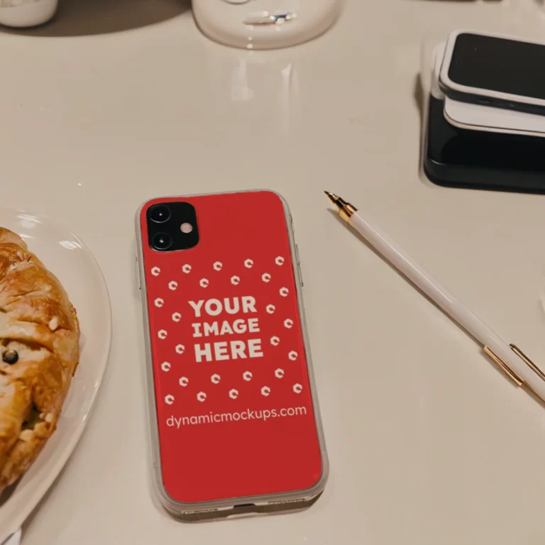iPhone Red Phone Case Mockup Template