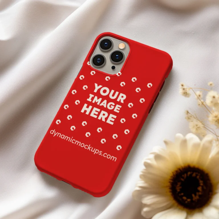 iPhone Red Phone Case Mockup Template