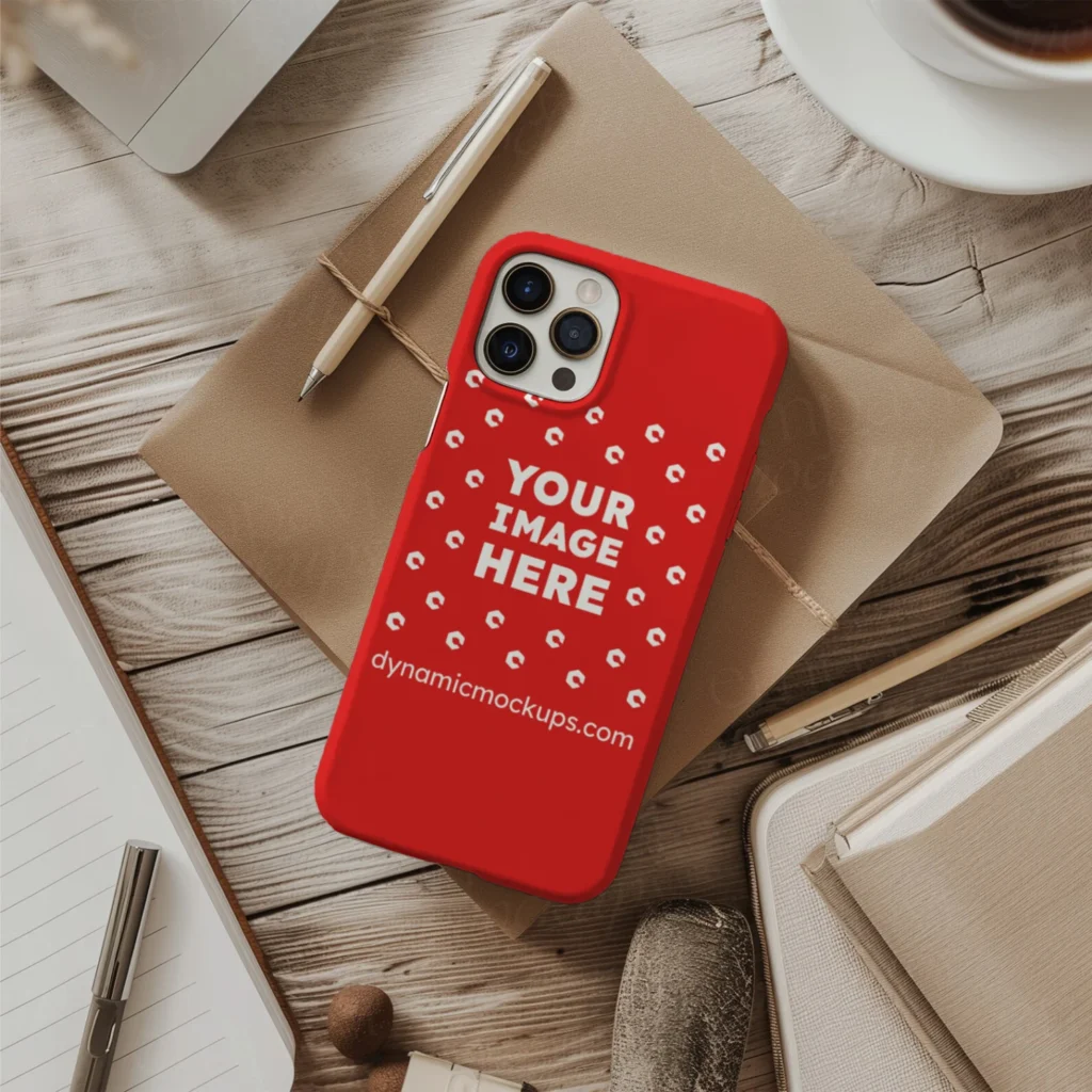 iPhone Red Phone Case Mockup Template