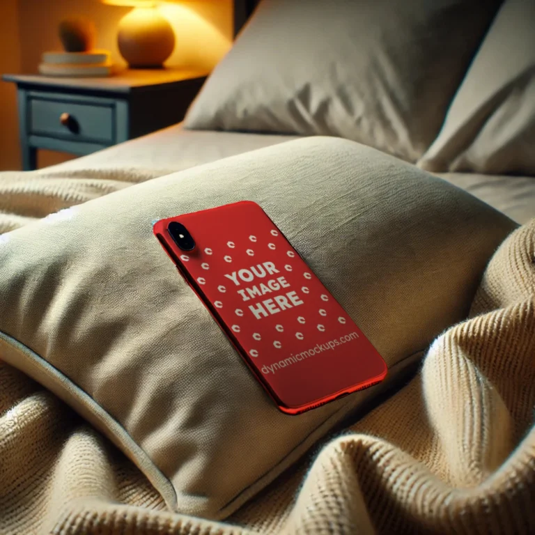 iPhone Red Phone Case Mockup Template