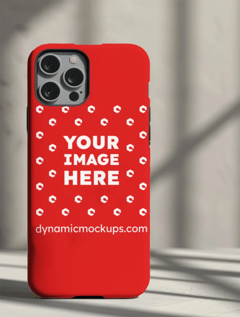 iPhone Red Phone Case Mockup Template
