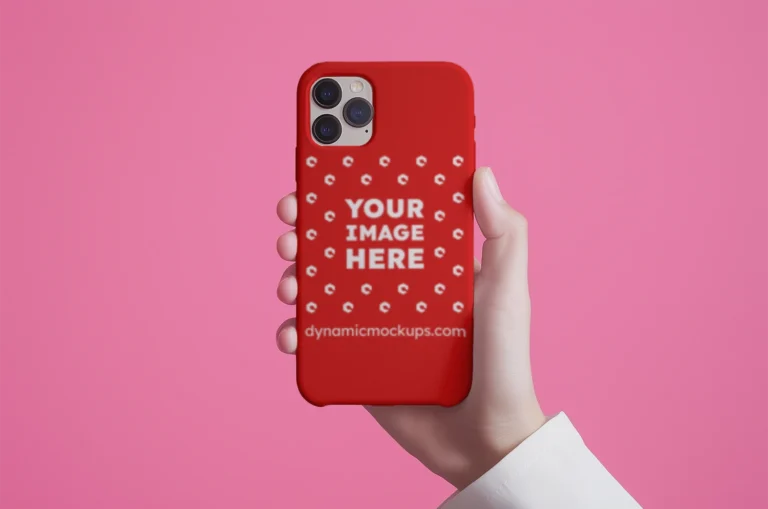 iPhone Red Phone Case Mockup Template
