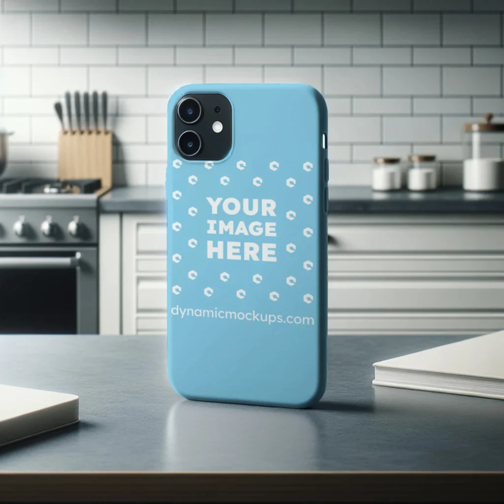 iPhone Sky Blue Phone Case Mockup Template