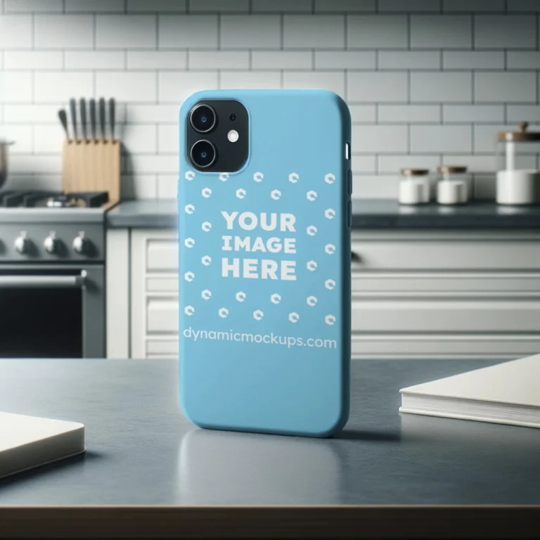 iPhone Sky Blue Phone Case Mockup Template