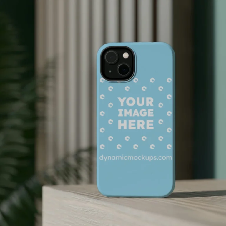 iPhone Sky Blue Phone Case Mockup Template