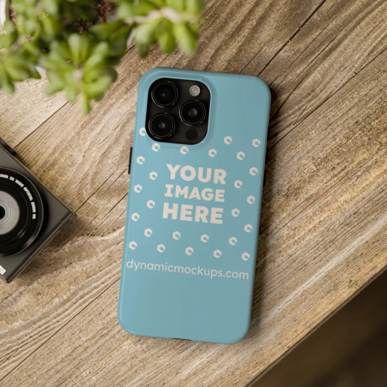 iPhone Sky Blue Phone Case Mockup Template
