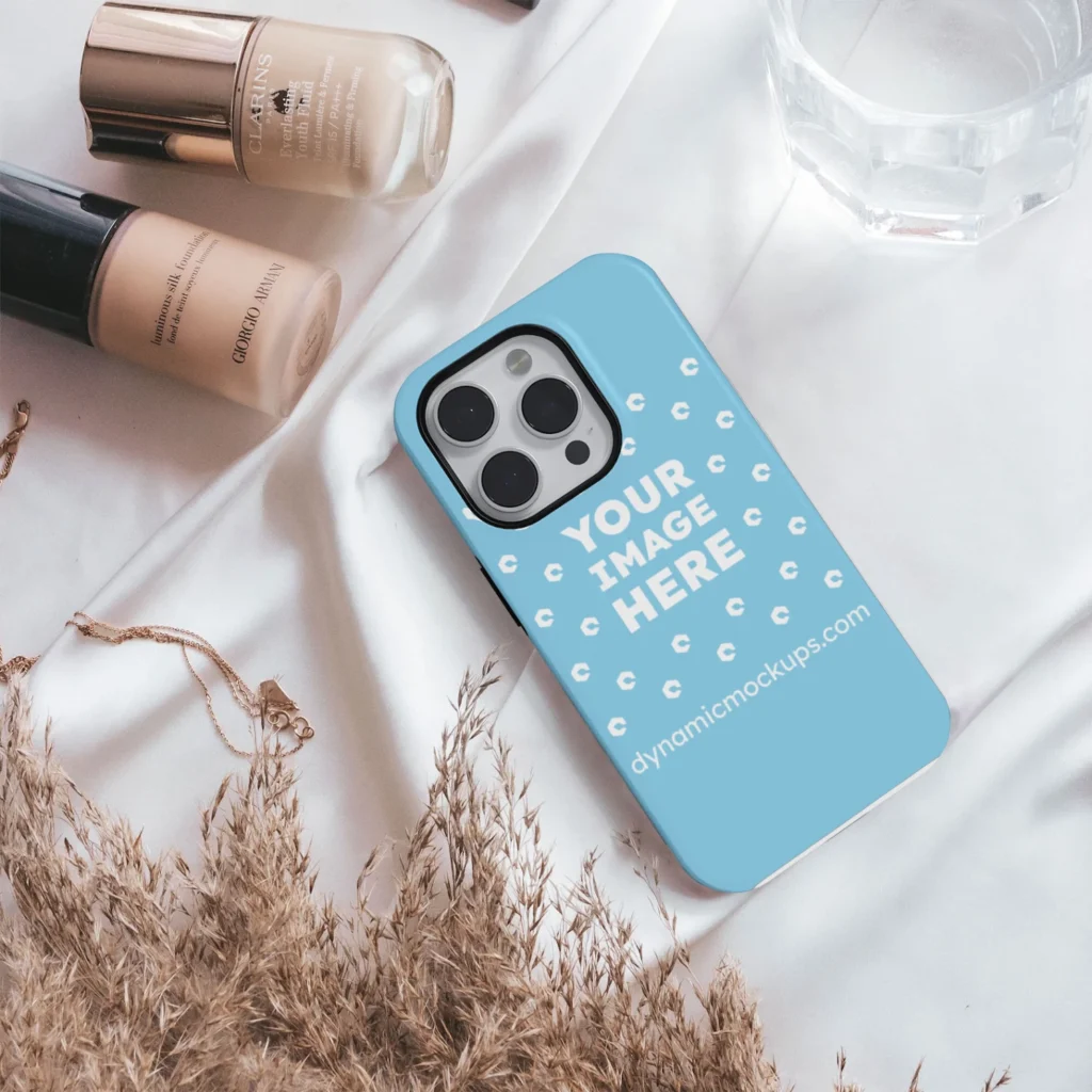 iPhone Sky Blue Phone Case Mockup Template