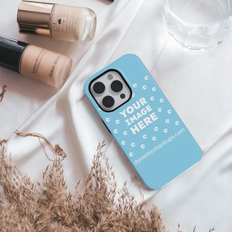 iPhone Sky Blue Phone Case Mockup Template