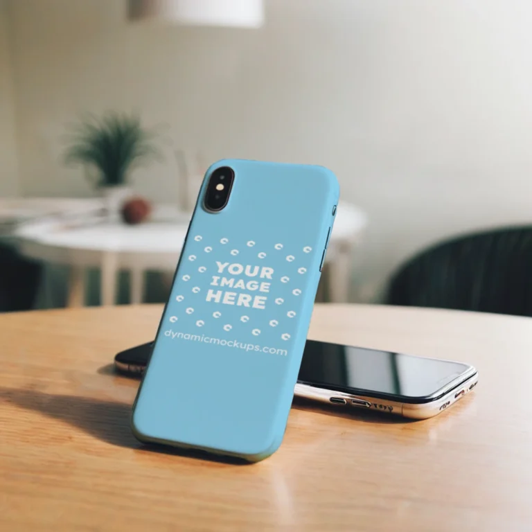 iPhone Sky Blue Phone Case Mockup Template