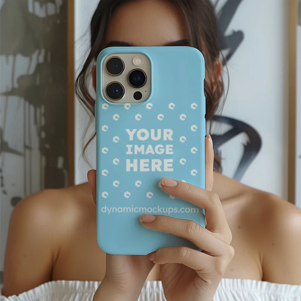 iPhone Sky Blue Phone Case Mockup Template