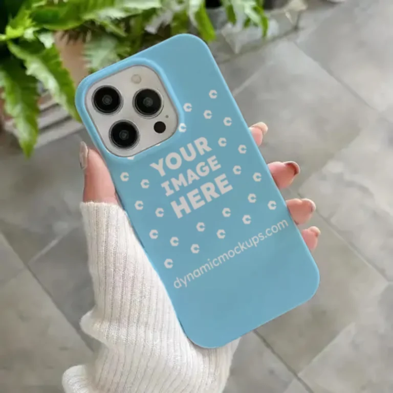 iPhone Sky Blue Phone Case Mockup Template